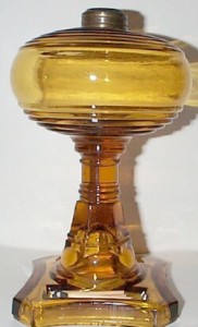 Amber glass stand lamp
